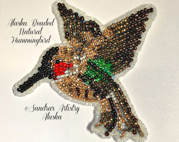 Alaska Beaded Yakutat Hometown Hummingbird-3-1/2 L x 3-3/4 W" in Czech Glass Beads