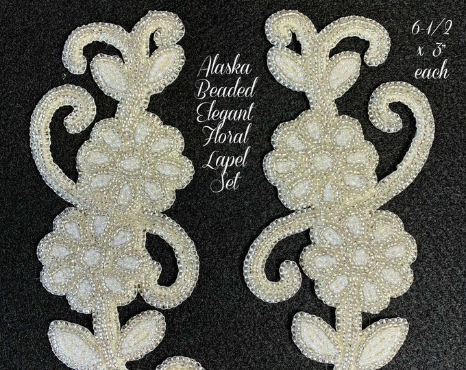 Alaska Beaded Elegant Floral Lapel Set-each 6-1/2x3" in Czech Glass Beads