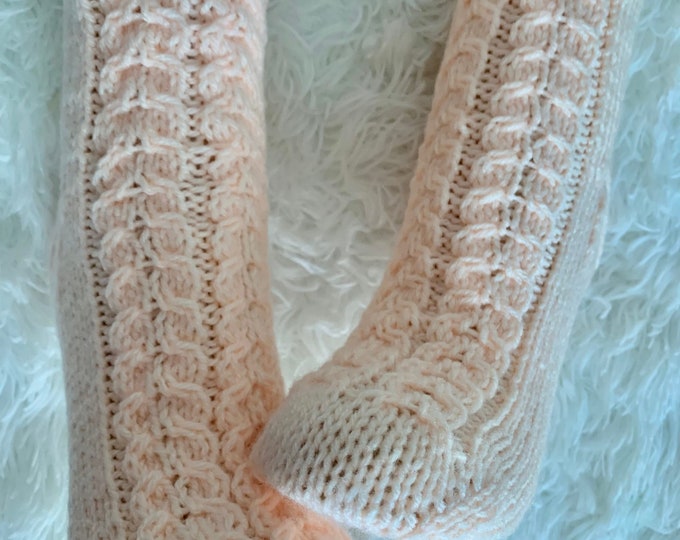 Peach Knit Socks-Medium Weight-Three Women Sizes-Grafted Toe