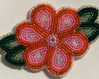 Alaska Handmade Beaded Flower-Leaves-3x4" in Czech Glass Beads