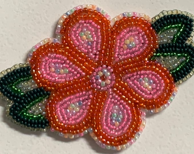 Alaska Handmade Beaded Flower-Leaves-3x4" in Czech Glass Beads