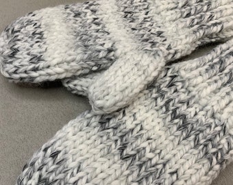 Marble Soft Chunky Knit Mittens-Handmade and Designed-Adult Medium Size