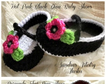 Diva Baby Shoes (2 Color Schemes-3 Szs Ea Scheme)