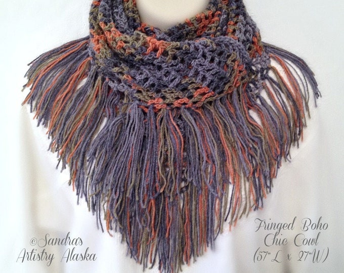 Fringed Boho Chic Shawl (57"L x 27W")