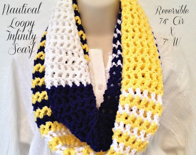 Nautical Loopy Infinity Scarf (74" Cir x 7" W) for all Seasons