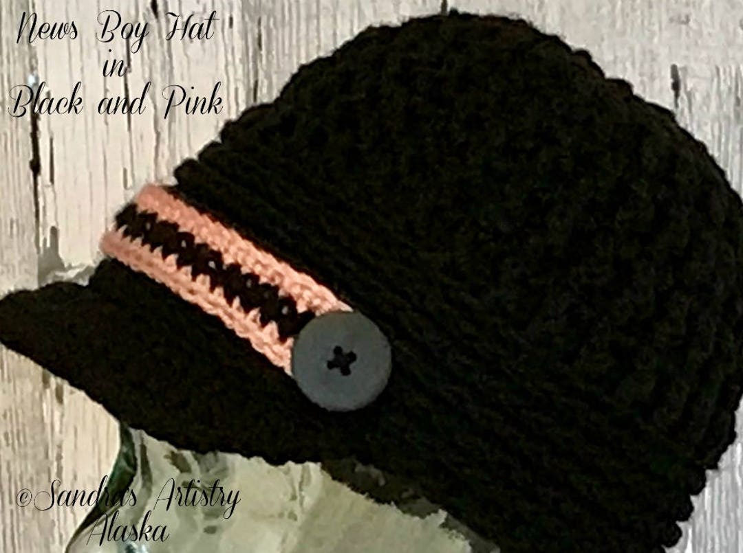 News Boy Hat WOMEN in Black-dusty Rose Highlights (2 Sizes  display picture 1