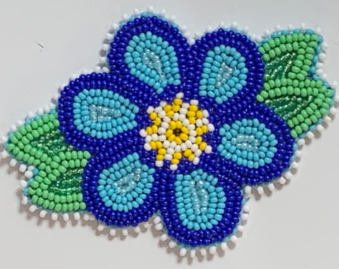 Alaska Handmade Beaded Forget Me Not-3x4" in Czech Glass Beads (Version 2 of 3)