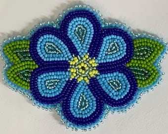 Alaska Handmade Beaded Forget Me Not-3x4" in Czech Glass Beads (Version 3 of 3)