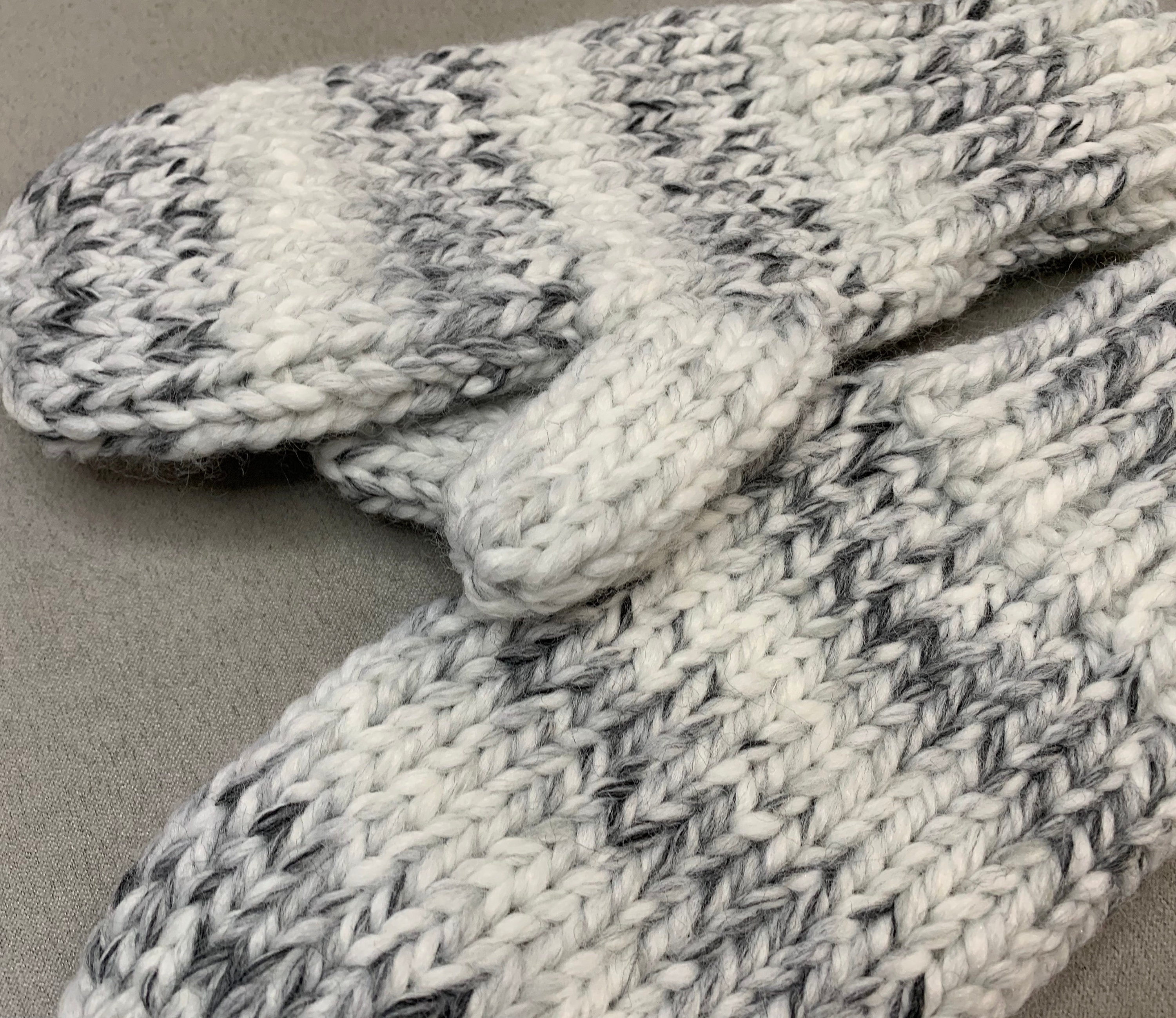 Marble Soft Chunky Knit Mittens-Handmade and Designed-Adult