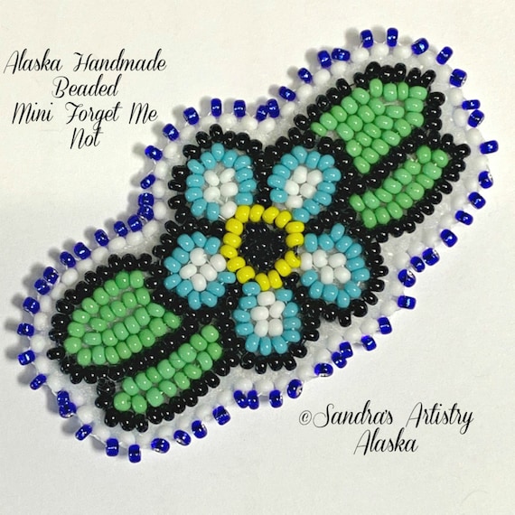 Alaska Handmade Beaded Mini Forget Me Not-2-1/2x1-1/2 display picture 1