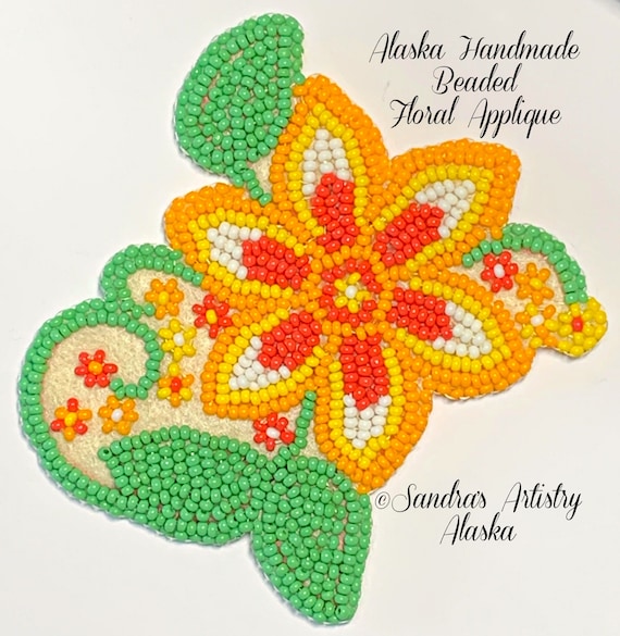 Handmade Alaska Native Beaded Barrette light green and yellow beads Navajo Handmade Beaded Barrette Set main image 4