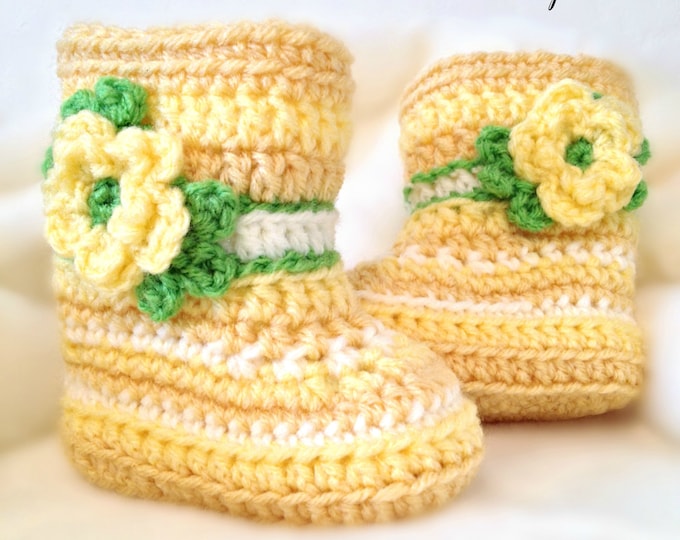 Alaska Buttercup Baby Booties- Infant Baby in 6-12 Months Size