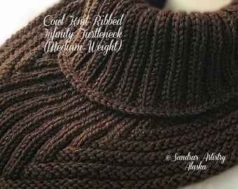 Cowl Knit-Ribbed Infinity Turtleneck (Medium Weight)