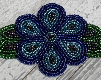 Alaska Handmade Beaded Flower-Leaves-3x4" in Czech Glass Beads