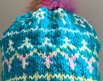 All-Season Rainbow Unicorn-Hat/Beanie—Knit (Adult M)