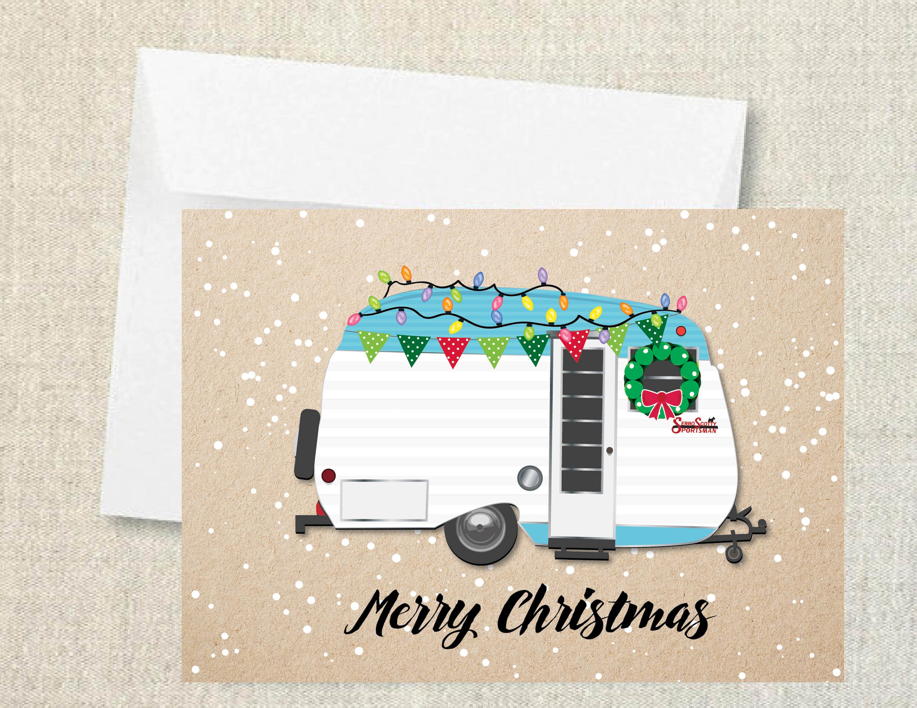 VINTAGE CAMPER CHRISTMAS Card Set, Happy Camper Christmas, Happy