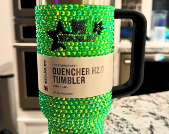 40oz Custom Rhinestoned Stanley Drinking Bottle