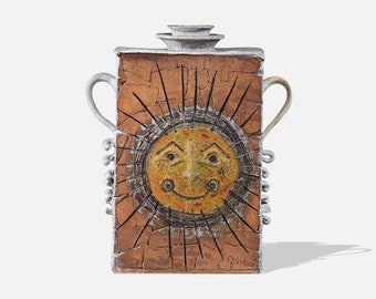 Vintage Studio Ceramic Sun Figure Pottery, Signed Johnson