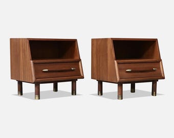 Californian Modern Night Stands w/ Bookcase by John Keal for Brown Saltman