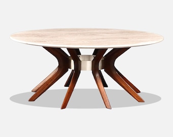 Broyhill "Brasilia "Cathedral Coffee Table w/ Roman Travertine Top