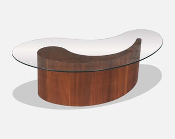 Mid-Century Sculpted Biomorphic Shaped Coffee Table w/ Glass Top