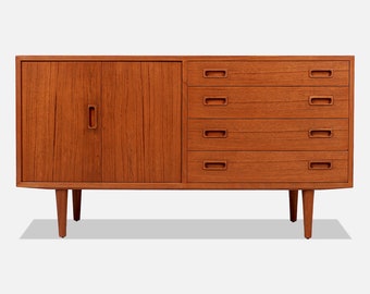 Scandinavian Modern Teak Credenza with Bi-Folding Door by Carlo Jensen