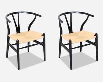 Hans J. Wegner "Wishbone" Ebonized Arm Chairs for Carl Hansen & Søn