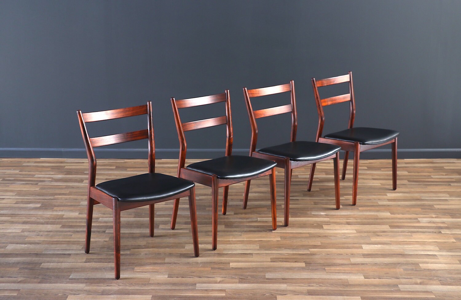 Helge Sibast Model-59 Rosewood & Leather Dining Chairs for Helge Sibast Model-59 Rosewood & Leather Dining Chairs for