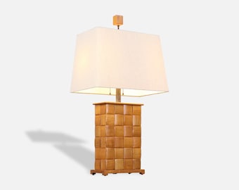 Paul Laszlo "Basket Weave" Table Lamp for Brown Saltman