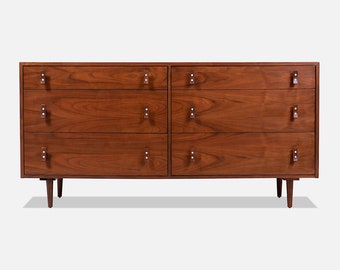 California Modern 6-Drawer Walnut Dresser by Stanley Young