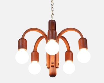 Danish Modern "Candela" Teak Pendant Chandelier by Domus
