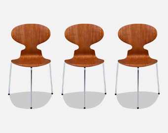 Arne Jacobsen "Ant" Model-3100 Teak Chairs for Fritz Hansen
