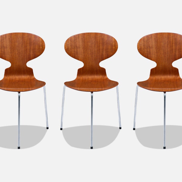 Arne Jacobsen "Ant" Model-3100 Teak Chairs for Fritz Hansen