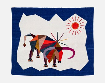 Mid-Century Modern Cubist Bull Wall Art Tapestry