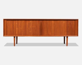 Bernhard Pedersen Danish Modern Tambour-Door Teak Credenza
