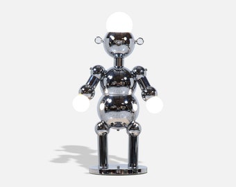 Italian Modern Chrome Robot Sculpture Lamp by Torino