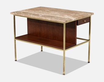 Paul McCobb "Irwin Collection" Marble & Brass Side Table for Calvin Furniture