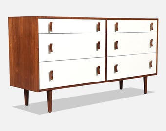 California Modern 6-Drawer Two-Tone Lacquered Dresser by Stanley Young