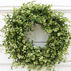 Everyday Boxwood Wreath, Farmhouse Front Door Wreath, Year Round Indoor Outdoor Greenery Wreath, Wedding Decor, Double Door Wreaths