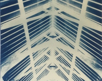 Handmade architectural cyanotype print - inverse version (unframed)