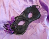 Carnival Mask, Masquerade Mask, Sexy, Party, Pirate, Bondage Mask, Burlesque Mask, Erotic, Cosplay, Black, Purple, Beaded