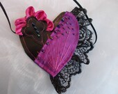 Eye Patch, Gothic Eye Patch, Cosplay Eye Patch, Heart Shaped, Burlesque, Pirate, Photo Shoots, Purple, Lacy, Beaded