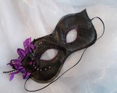 Carnival Mask, Masquerade Mask, Sexy, Party, Pirate, Bondage Mask, Burlesque Mask, Erotic, Cosplay, Black, Purple, Beaded
