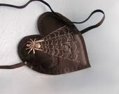 Large Heart Shaped Eye Patch, Masquerade, Pirate, Gothic, Spider, Web, Photoshoot, Black, Silver, Embroidered