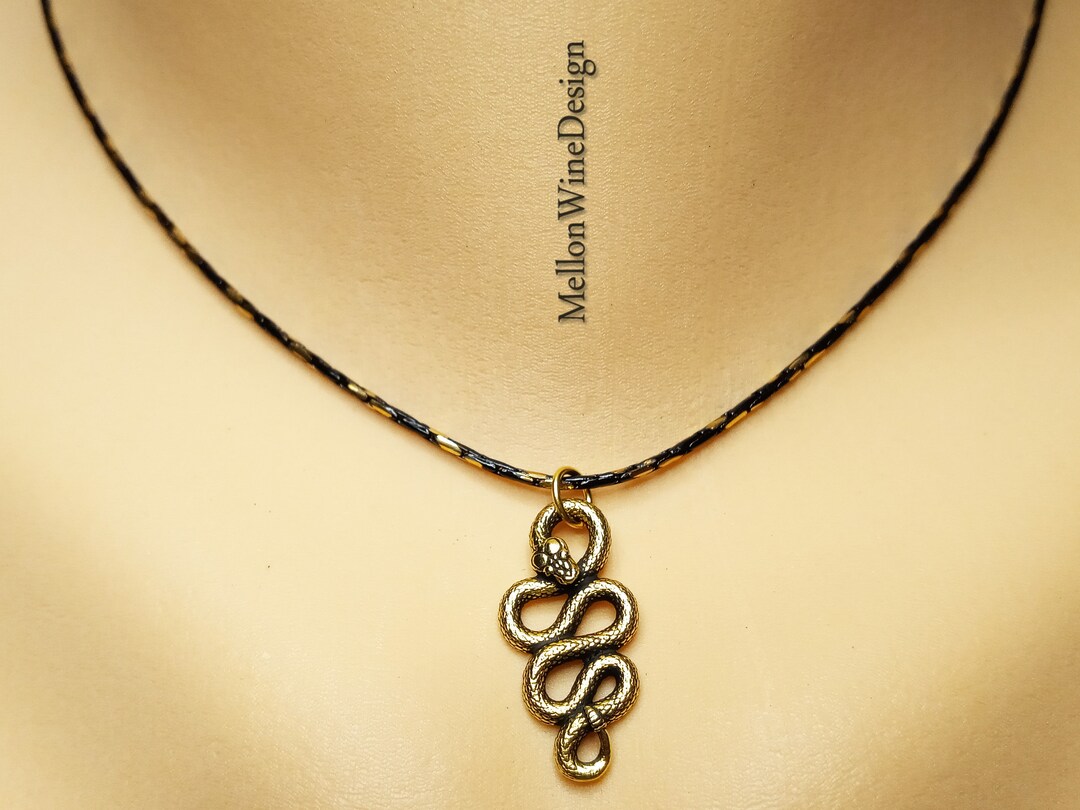 Snake Necklace Gold and Black Snake Chain Necklace Two Toned Etsy
