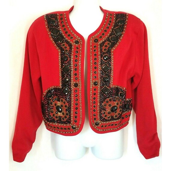 Ann Wi Vintage Red Knit Jeweled Beaded Matador Sty