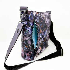 Crossbody Bag, Floral Canvas Purse, Winter Handbag, Distressed Grunge Look, Adjustable Crossbody, Bag for Phone and Tablet, Travel Crossbody