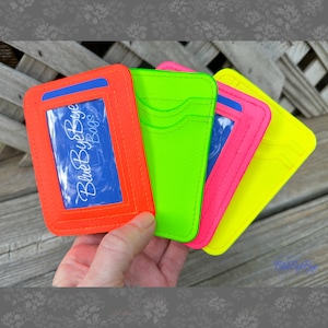 Cartera unisex con identificación de neón, tarjetero naranja neón, billetera de bolsillo rosa neón, billetera con tarjetero amarillo neón, tarjetero verde neón