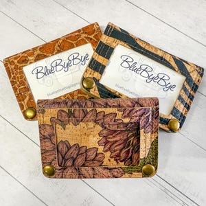 Cartera unisex plegable de corcho para tarjetas de crédito, tarjetero de regalo para empresa, bolsillo fino, regalo pequeño unisex, jirafa, cebra, dalia, corcho sostenible