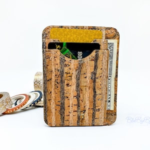 Cartera de efectivo de tarjeta delgada, cartera de identificación de corcho unisex, titular de la tarjeta de visita, cartera de bolsillo de corcho, idea de regalo unisex, titular de la tarjeta de regalo, regalo adicional